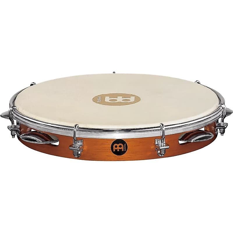 Pandeiro tradicional de 10" de madera de roble Siam de Meinl PA10CN-M con una hilera y acabado marrón africano